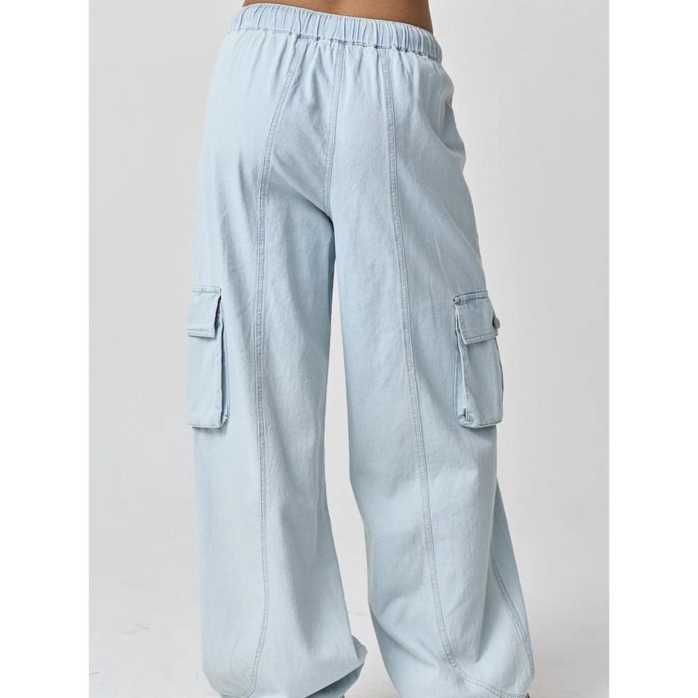 NEW PAPERMOON lightweight denim cargos pants in blue - Picture 2 of 4